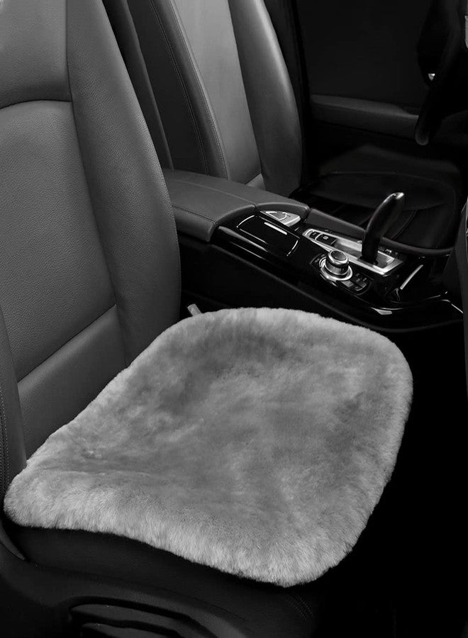 IRIWOOL Genuine Sheepskin Auto Seat Pad, Australian Soft Wool Seat Cover Breathable and Sweat-Wicking Comfort Warm Universal Fit,19.2 inch x19.2 inch (Front seat Cushion 1pc, Gray) - Image 1