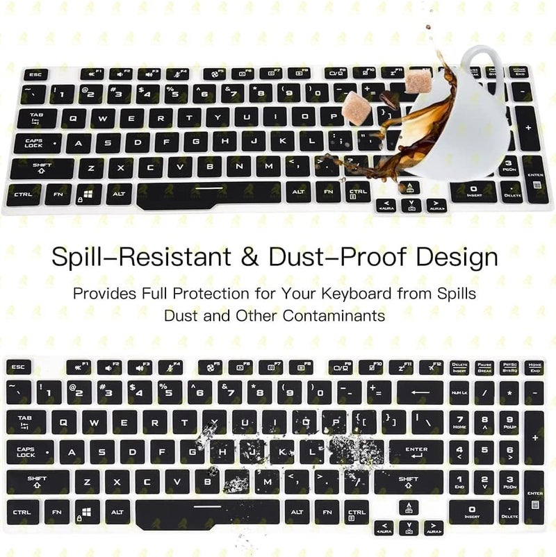 Raya غطاء لوحة مفاتيح سيليكون لجهاز ASUS TUF Gaming A15 F15 15.6 بوصة و ASUS TUF Gaming A17 F17 17.3 بوصة (أسود) - Image 4