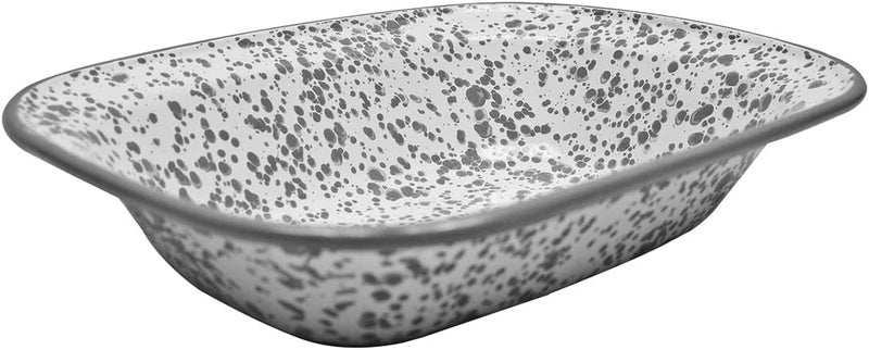 Treasure Gurus Grey Marble Enamelware Pan Kitchen Food Storage Dish Metal Serving Platter Rustic Home Decor - Image 1