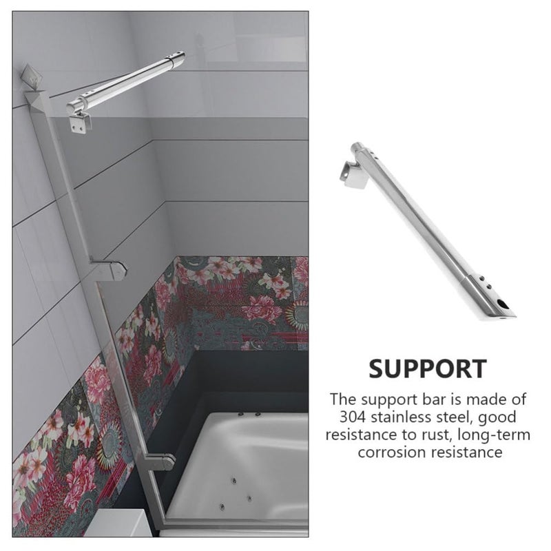 Frameless Shower Glass Panel Support Bracket Bar Stainless Steel Fixing Hardware - Image 4