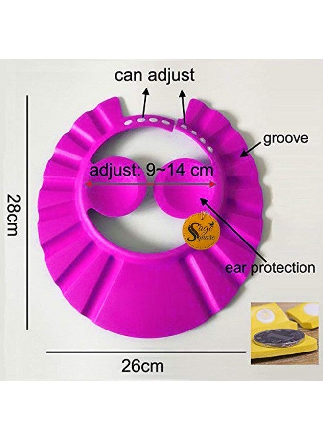 Sage Square New Baby Shower Cap, Adjustable Design, Safe, Soft Bathing with Eye & Ear Protection, Silicone, Makes the Bath More Fun for kids (Pink & Yellow) (Pack of 2) - Image 4