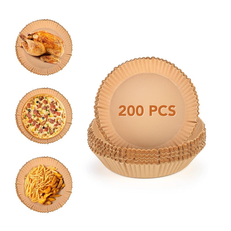 WebWares 100PCS Round Air Fryer Parchment Paper Air Fryer Paper Liners Oil Proof Water Proof I Heat Resistance Food Grade I for Air Frying Baking Roasting Microwave Round 100 Pcs 200