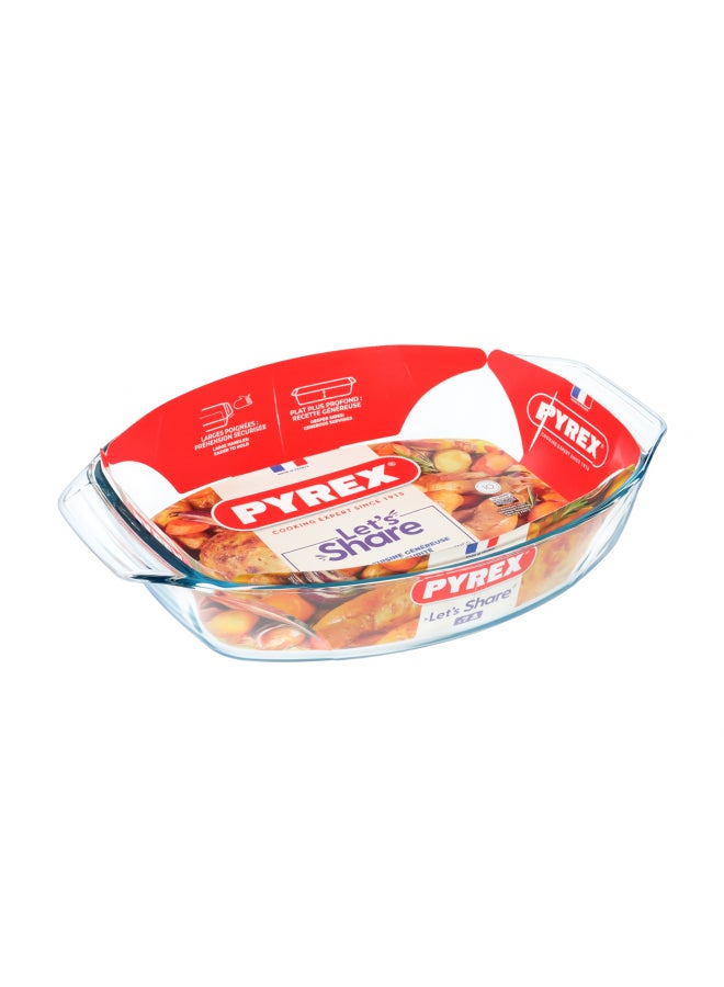 بيريكس Pyrex Irresistible Oval Glass Roaster 2.1L Borosilicate Glass Bakeware, Oven, Microwave & Freezer Safe, Ideal for Roasts, Gratins, Casseroles & Roasted Vegetables, BPA Free - Image 1