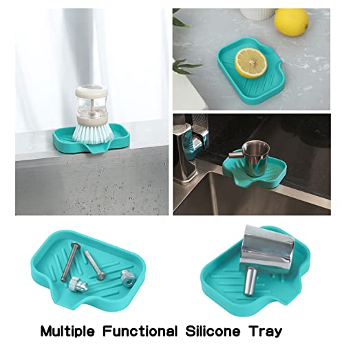 MicoYang Silicone Bathroom Soap Dishes with Drain Spout-Bathroom and Kitchen Sink Organizer,Sponge Holder,Dish Soap Tray,Perfect for Dispenser,Scrubber,Bottle,Cup on Sink or Counter-Mint 4.9"×3.2" - Image 5