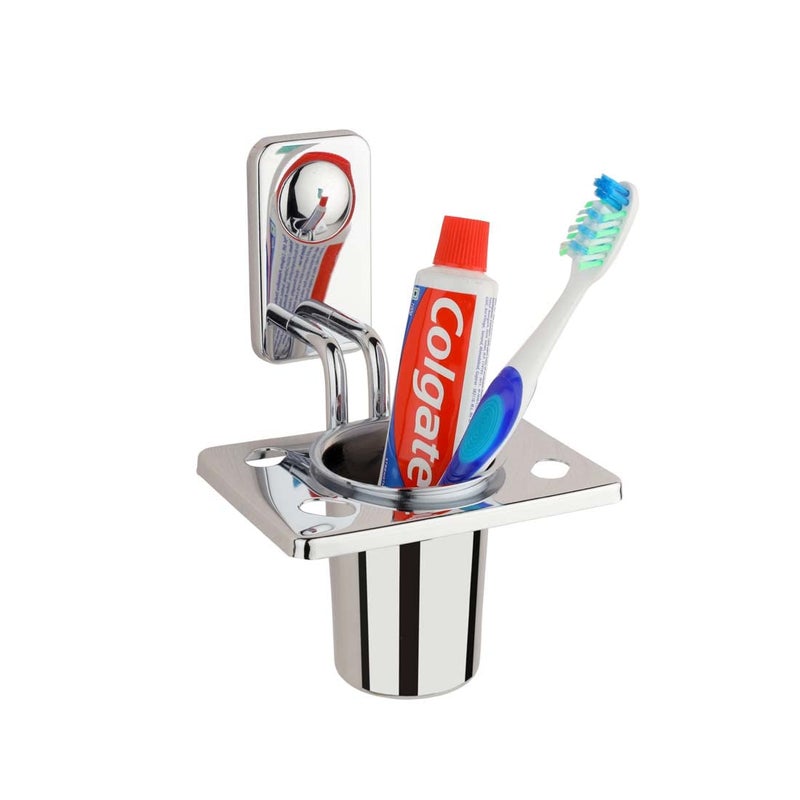 Ferio Stainless Steel Tooth Brush Holder Stand Bathroom Accessories Wall Mounted Chrome Finish (Pack of 1) - Image 2