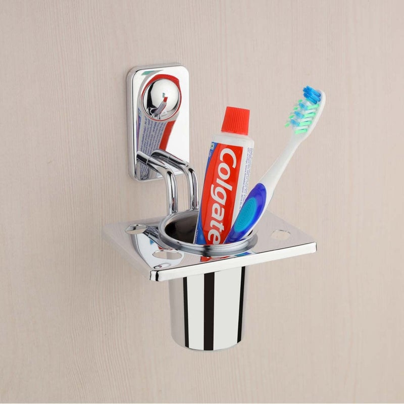 Ferio Stainless Steel Tooth Brush Holder Stand Bathroom Accessories Wall Mounted Chrome Finish (Pack of 1) - Image 1