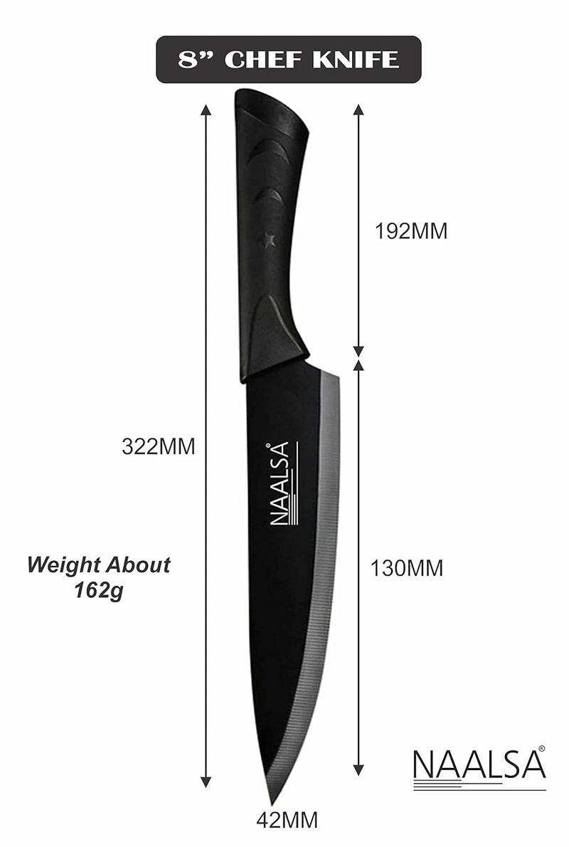 NAALSA Riya 1Pc Chef Knife Stainless Steel High Carbon Professional Kitchen Knives with Non Stick Coating Chef Knife 8 - Image 2