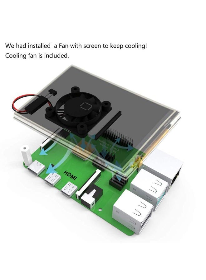 CUQI for Raspberry Pi 4 TFT 3.5 inch Touch Screen with Case, Mini Cooling Fan and Heatsink, 480x320 Resolution 60fps Monitor LCD Display - Image 3