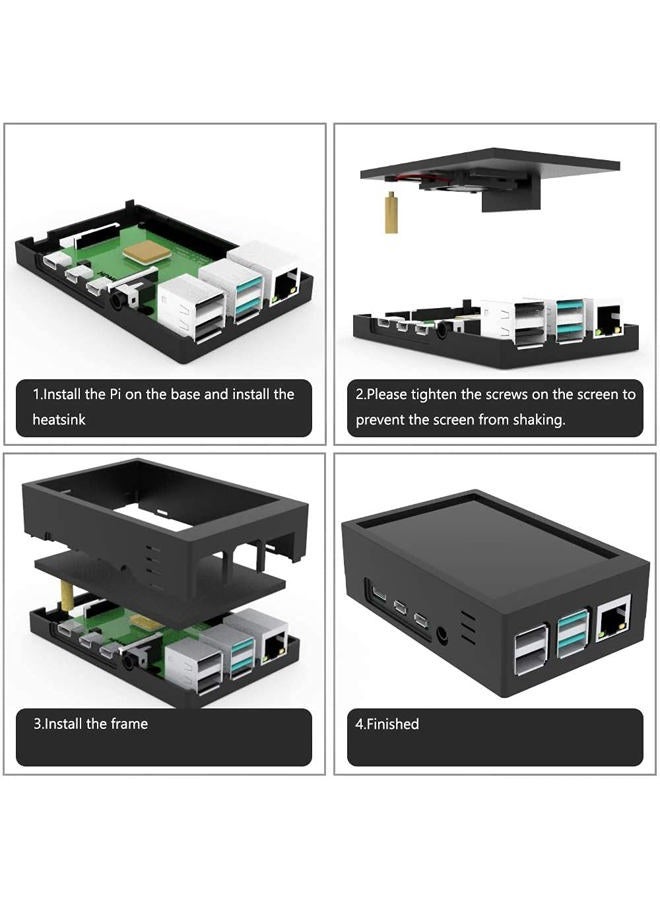 CUQI for Raspberry Pi 4 TFT 3.5 inch Touch Screen with Case, Mini Cooling Fan and Heatsink, 480x320 Resolution 60fps Monitor LCD Display - Image 2
