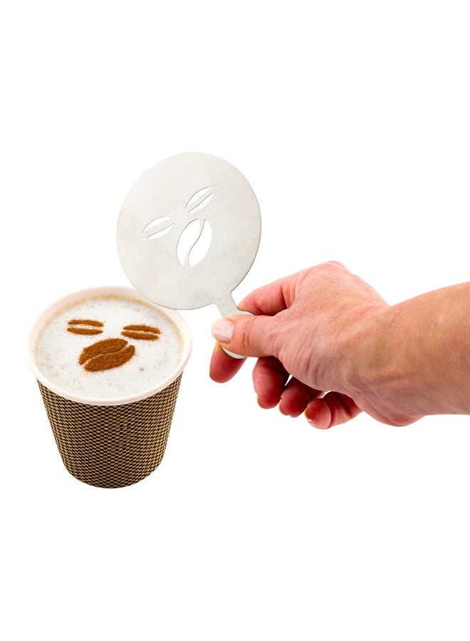 Restaurantware Restpresso 4.75 Inch Latte Stencil, 1 Coffee Bean Coffee Stencil - Coffee Art Template, Decorate Cupcakes, Cakes, or Cookies, Stainless Steel Cappuccino Stencil, Heat-Resistant - Image 2