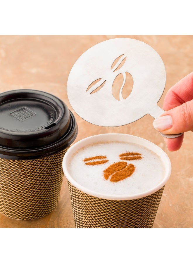 Restaurantware Restpresso 4.75 Inch Latte Stencil, 1 Coffee Bean Coffee Stencil - Coffee Art Template, Decorate Cupcakes, Cakes, or Cookies, Stainless Steel Cappuccino Stencil, Heat-Resistant - Image 3