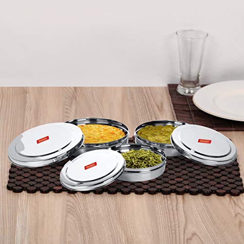 Sumeet Stainless Steel Containers Set - 700Ml,900Ml,1200Ml, 3 Pieces, Silver - Image 2