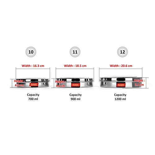 Sumeet Stainless Steel Containers Set - 700Ml,900Ml,1200Ml, 3 Pieces, Silver - Image 4