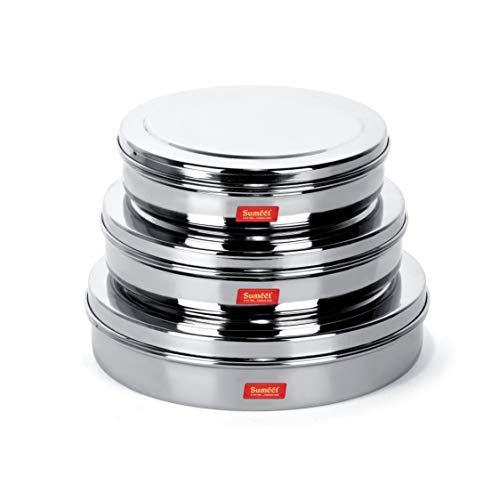 Sumeet Stainless Steel Containers Set - 700Ml,900Ml,1200Ml, 3 Pieces, Silver - Image 1