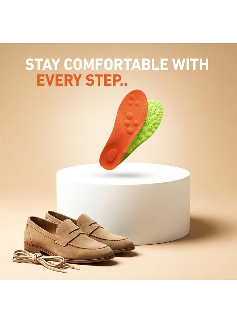 Tishta Orthopedic Shoe Insole - Cushioned Foot Support for Walking - Cut-to-Size Design for Daily Comfort & Shock Absorption - Orange - (1 Pair) (Memory Foam) - Image 1