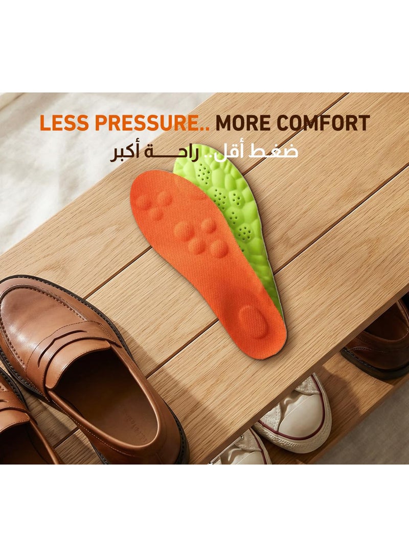 Tishta Orthopedic Shoe Insole - Cushioned Foot Support for Walking - Cut-to-Size Design for Daily Comfort & Shock Absorption - Orange - (1 Pair) (Memory Foam) - Image 4