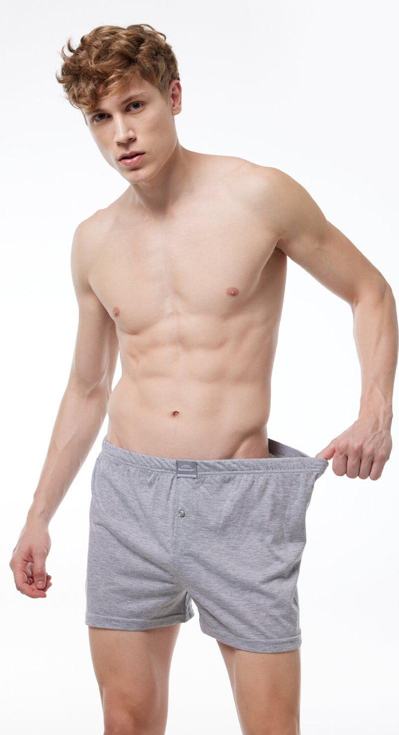 Malabadi Men's Gray 3 Piece Wide Pattern 100% Cotton Boxer 3M024  - Image 2