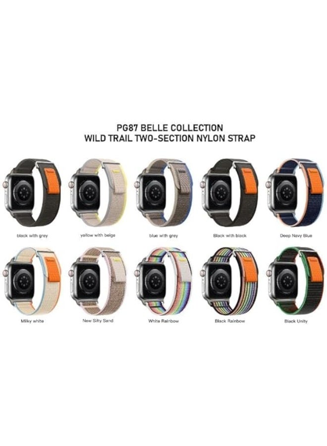 Replacement Nylon Sport Watch Band for Men and Women, Compatible with Apple Watch 49mm 45mm 44mm 42mm Ultra Series 8 7 6 5 4 3 2 1 _Blue and orange - Image 2