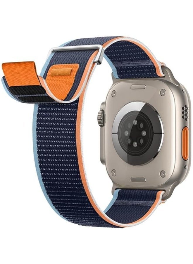 Replacement Nylon Sport Watch Band for Men and Women, Compatible with Apple Watch 49mm 45mm 44mm 42mm Ultra Series 8 7 6 5 4 3 2 1 _Blue and orange - Image 4