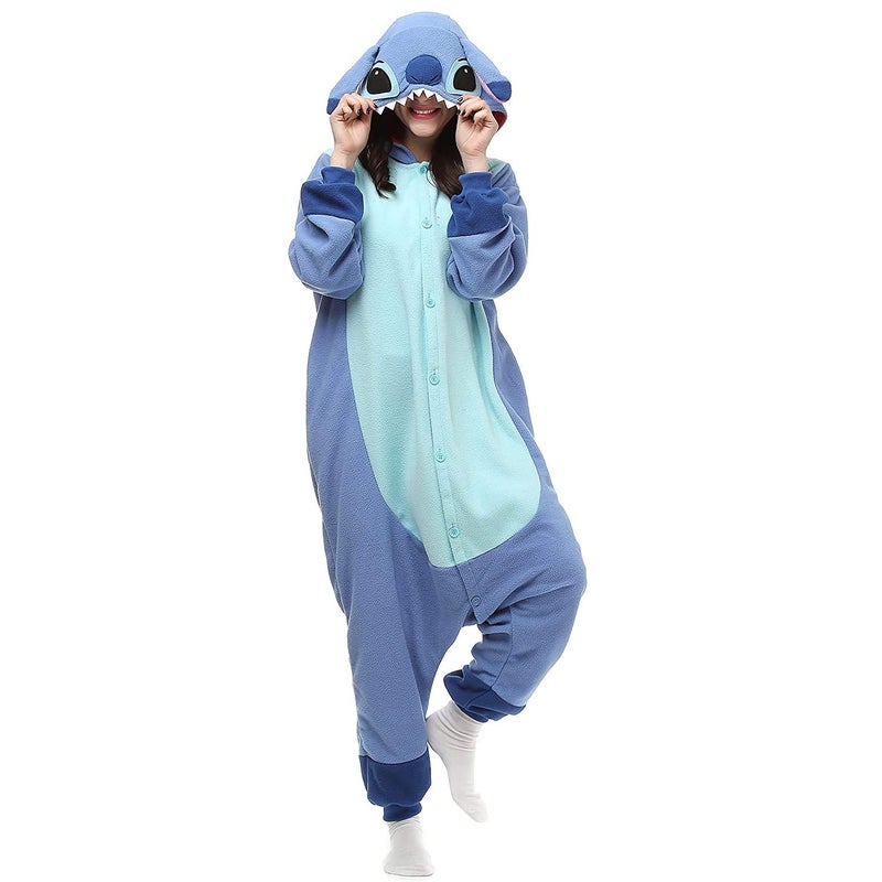 DEAGUI Unisex-Adult Animal Onesies Pajamas Halloween Costume Cosplay Funny Christmas Party Wear Daily Carton Outfit Blue - Image 1
