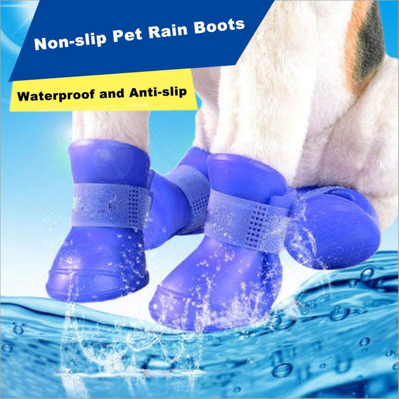Pet Shoes, Silicone Non-slip Pet Rain Boots Dogs Booties Waterproof Anti-Slip and Adjustable for Rainy Snow Weather - Image 5
