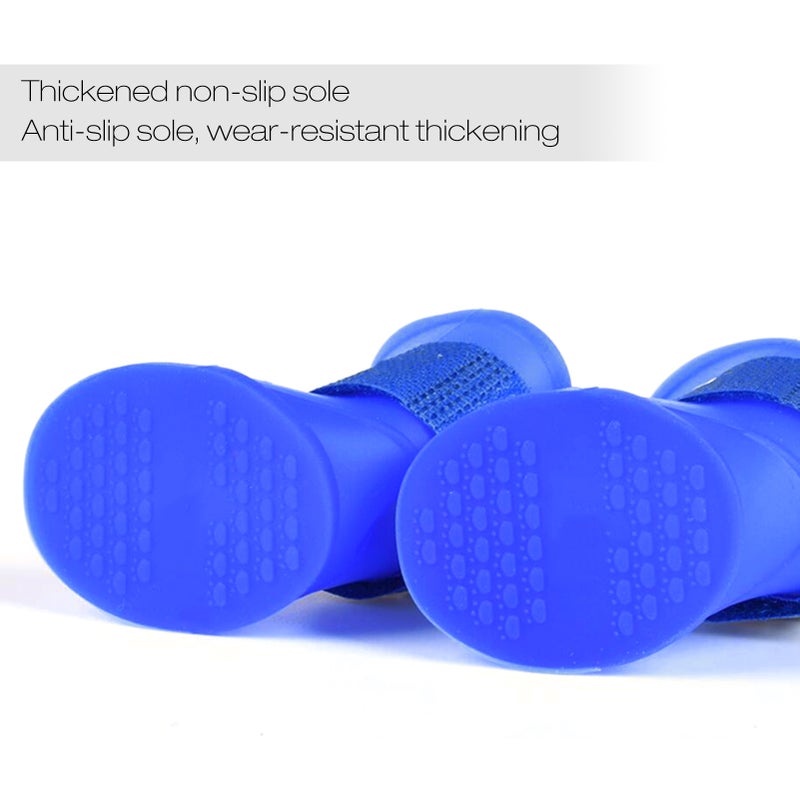 Pet Shoes, Silicone Non-slip Pet Rain Boots Dogs Booties Waterproof Anti-Slip and Adjustable for Rainy Snow Weather - Image 4