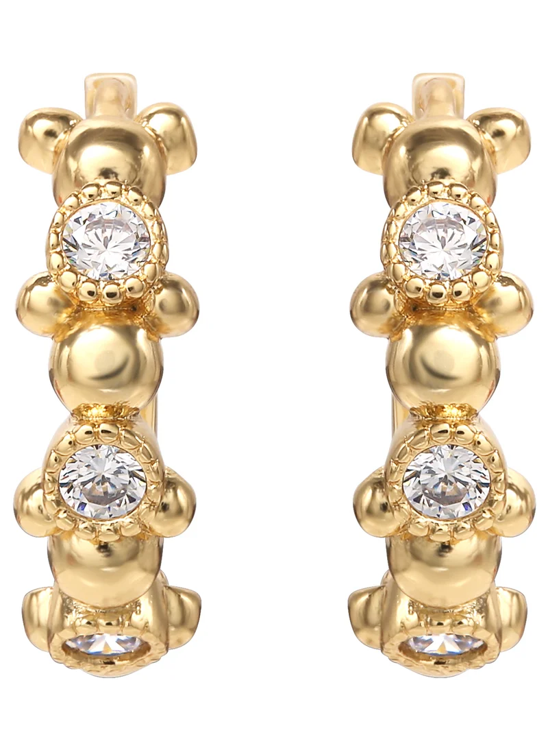 ديزني Minnie Mouse Gold Plate Huggie Stone Set Earrings EF00760YZWL.PS
