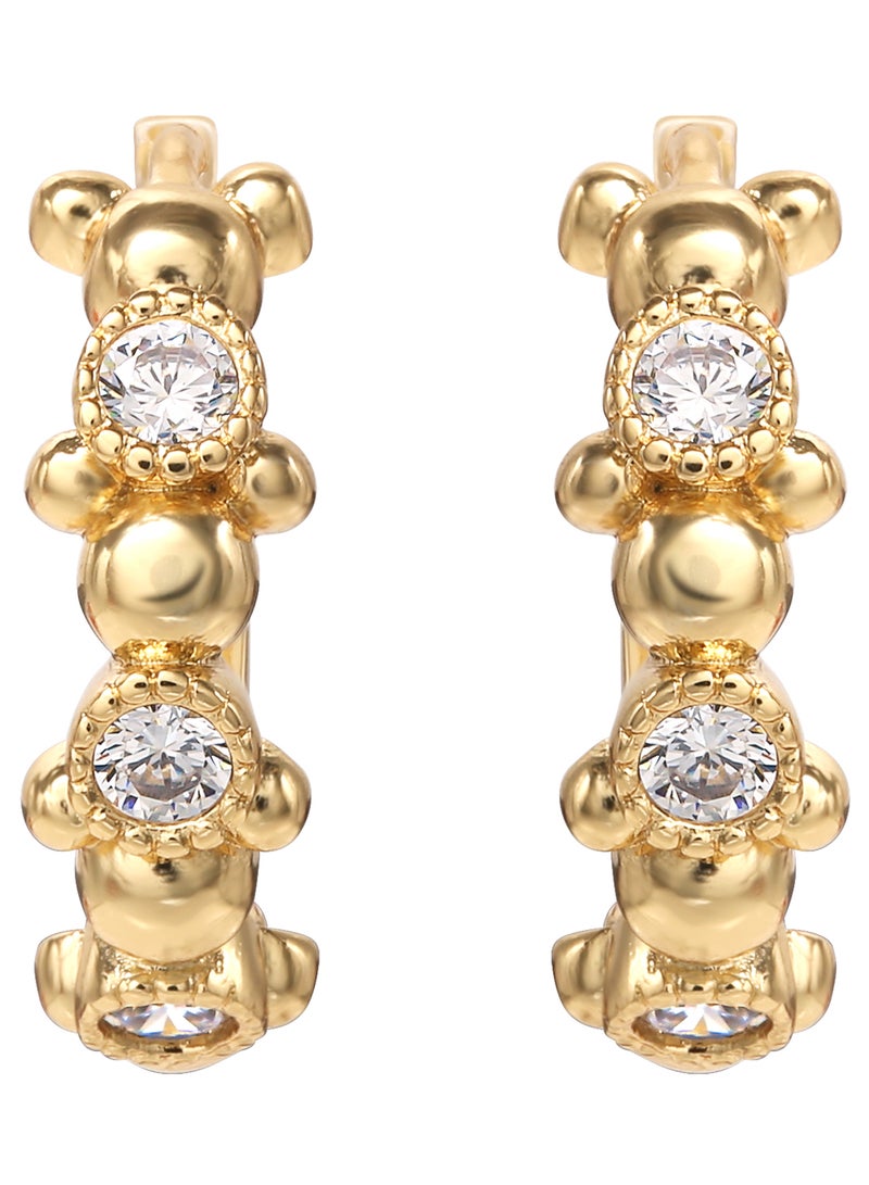 Disney Minnie Mouse Gold Plate Huggie Stone Set Earrings EF00760YZWL.PS - Image 1