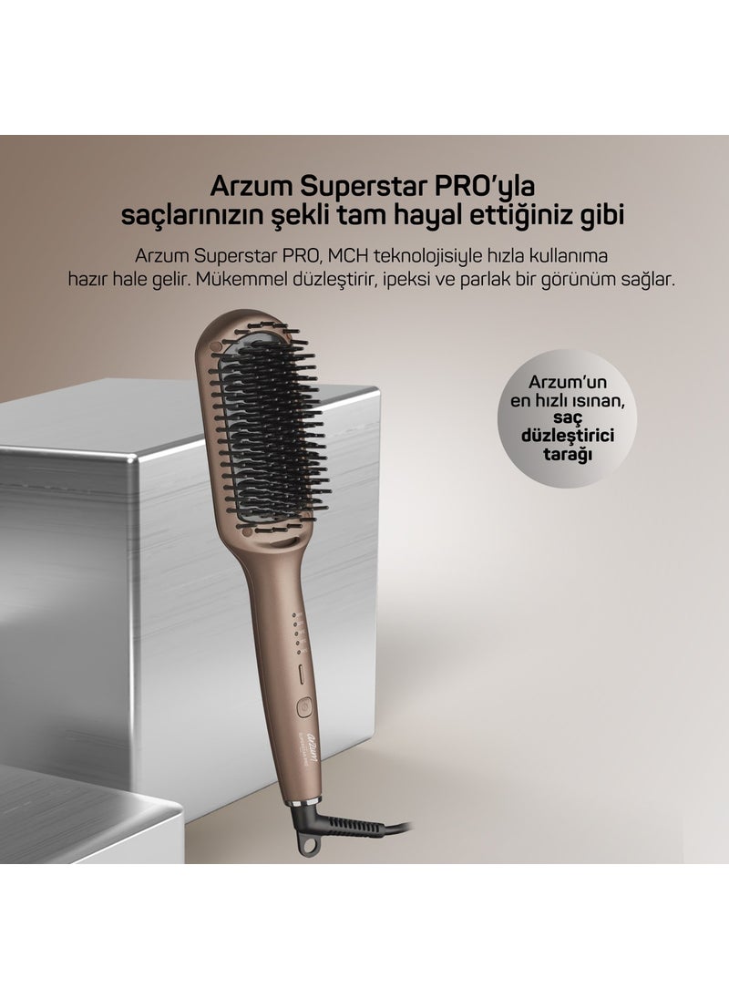 Arzum AR5082-T Superstar Pro Hair Straightening Brush - Earth  - Image 3