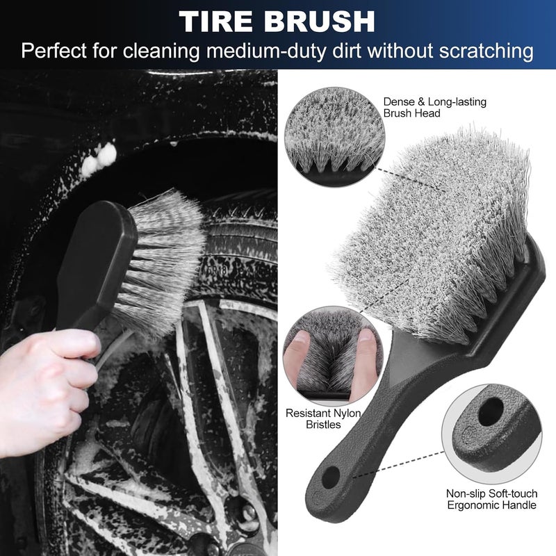 MAKINGTEC 3-Piece Car Wheel & Tire Brush Set for Cleaning Wheels and Interiors - Image 4