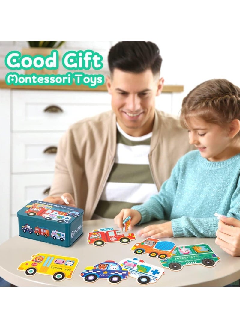 SYOSI 6 Packs Vehicle Jigsaw Puzzle Toy Varying Degree of Difficulty Educational Learning Tool with Storage Box Traveling Games Gift for 3 Year Old Girls Boys Toddler Children - Image 5