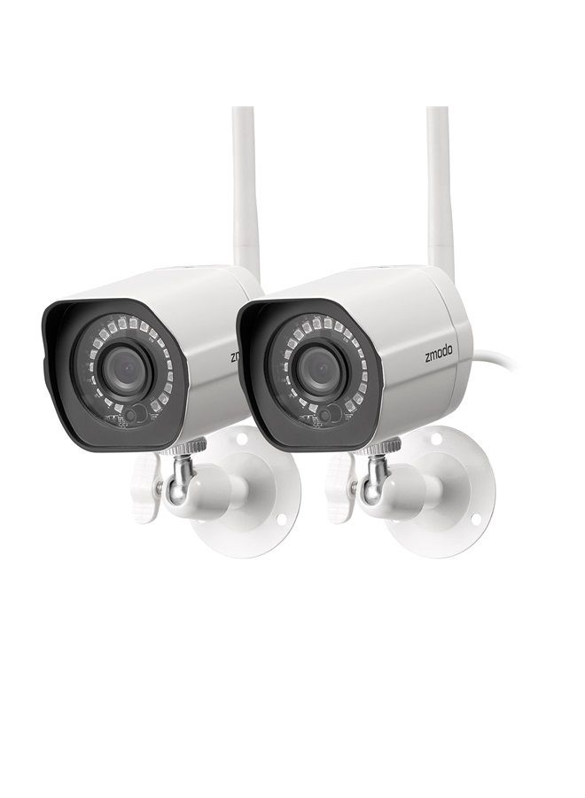 zmodo Outdoor Security Camera Wireless (2 Pack), 1080p Full HD Home Security Camera System, Works with Alexa and Google Assistant, Silver (ZM-W0002-2)  - Image 1