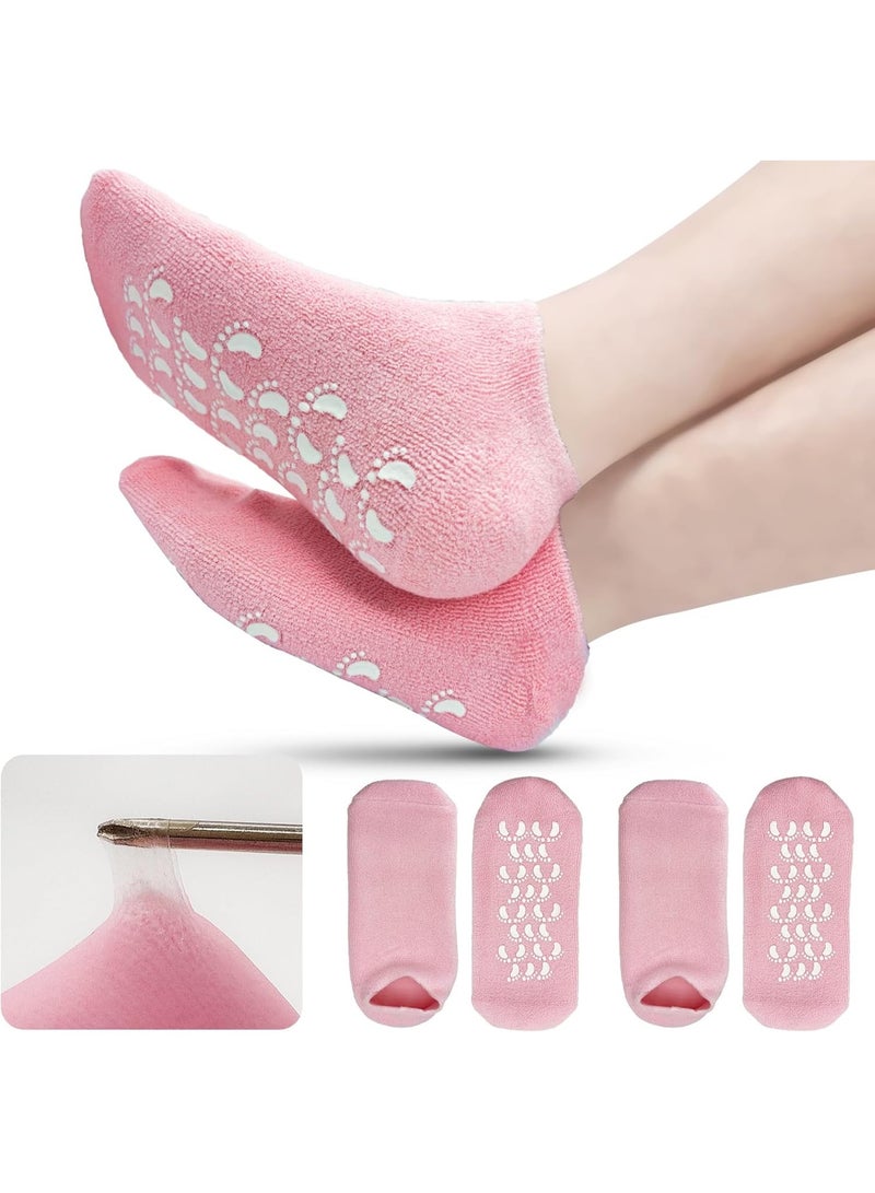 Meetion جوارب مرطبة من السيليكون للنساء - 2 زوج من جوارب الجل الناعمة لترطيب القدمين الجافتين والمتشققتين - Image 1