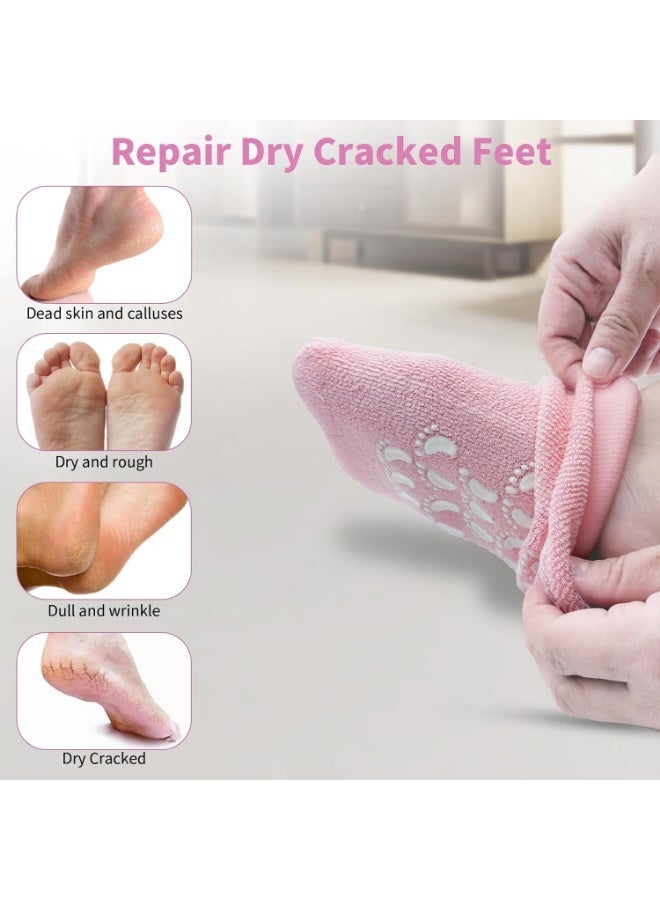 Meetion جوارب مرطبة من السيليكون للنساء - 2 زوج من جوارب الجل الناعمة لترطيب القدمين الجافتين والمتشققتين - Image 2