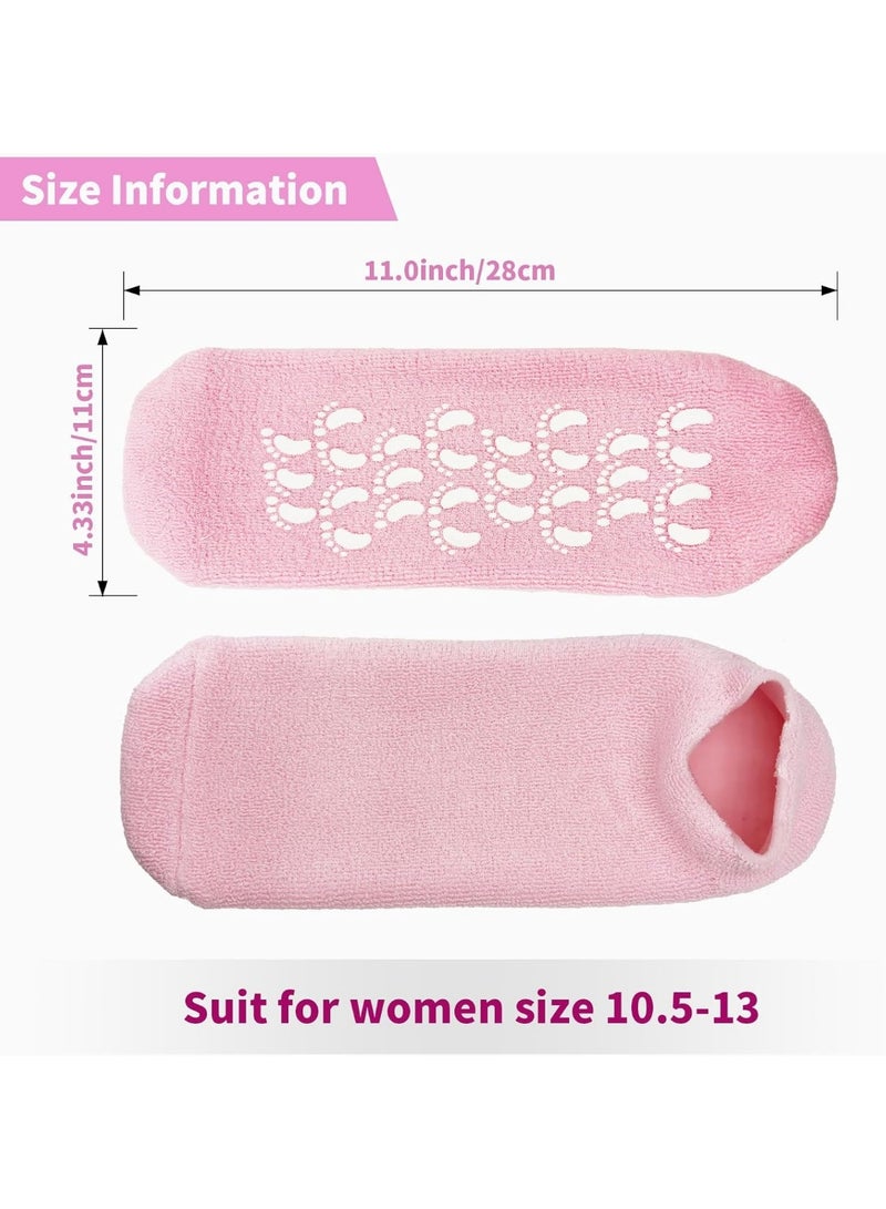 Meetion جوارب مرطبة من السيليكون للنساء - 2 زوج من جوارب الجل الناعمة لترطيب القدمين الجافتين والمتشققتين - Image 5