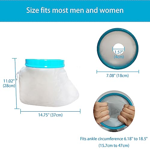 Tideshake Waterproof Foot Cast Cover for Showering, Reusable Adult Foot Cast Protector, Cast Covers for Ankle Shower after Surgery, Watertight Cast Bag for Burns - Image 2