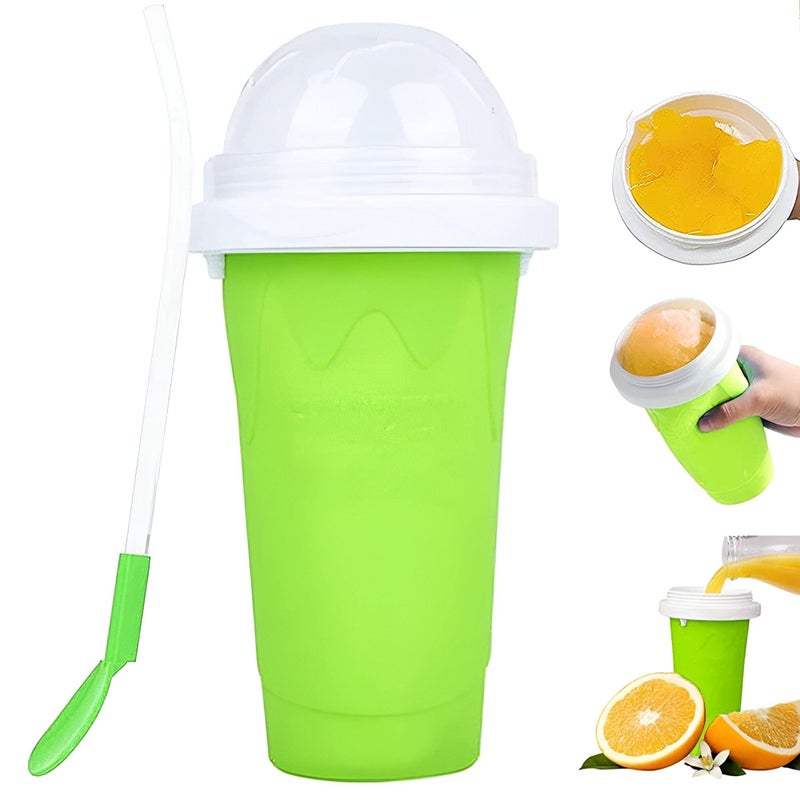 Ice Cream Maker - Fun slushie and milkshake freezing cup designed for kids to enjoy homemade frozen treats safely, with eco-friendly silicone and ergonomic grip design (Green) - Image 1