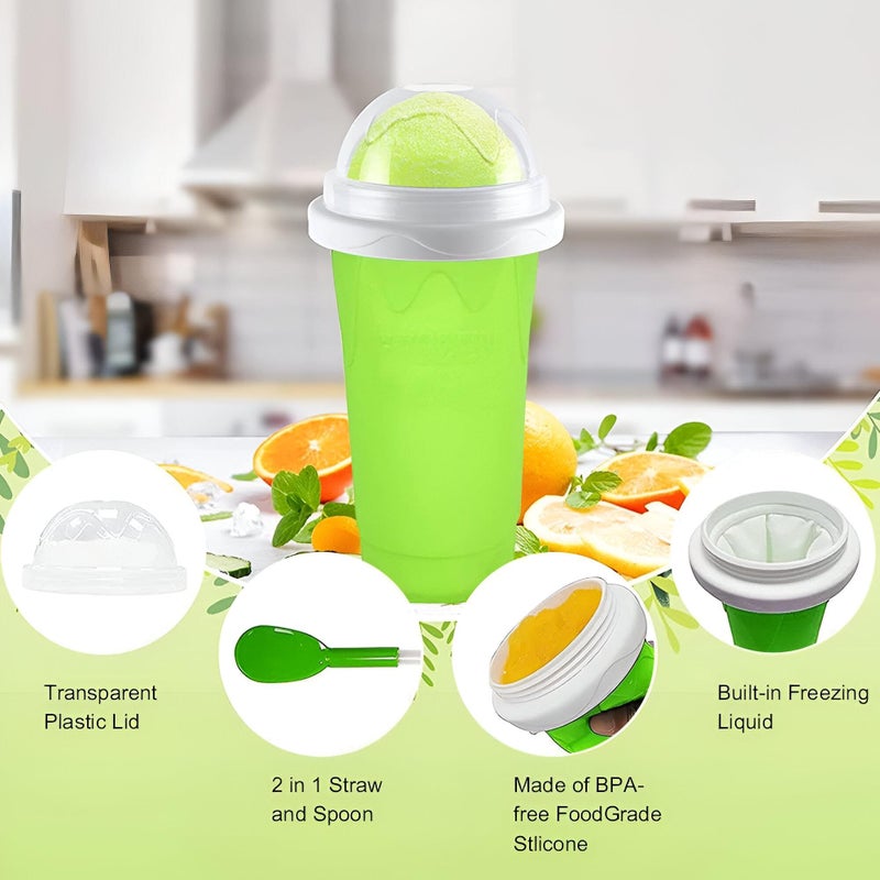 Ice Cream Maker - Fun slushie and milkshake freezing cup designed for kids to enjoy homemade frozen treats safely, with eco-friendly silicone and ergonomic grip design (Green) - Image 2