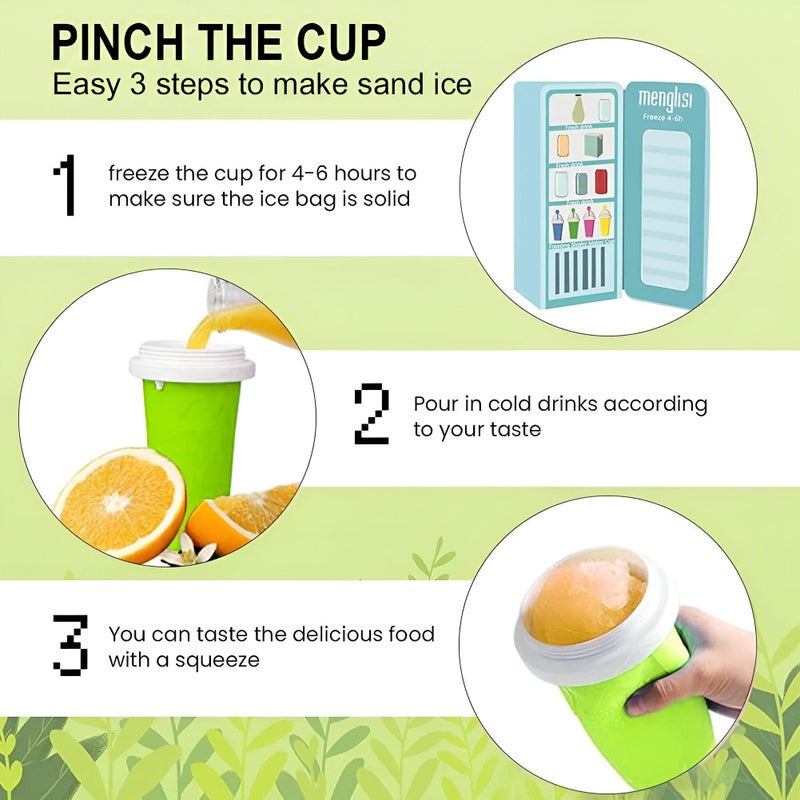 Ice Cream Maker - Fun slushie and milkshake freezing cup designed for kids to enjoy homemade frozen treats safely, with eco-friendly silicone and ergonomic grip design (Green) - Image 3