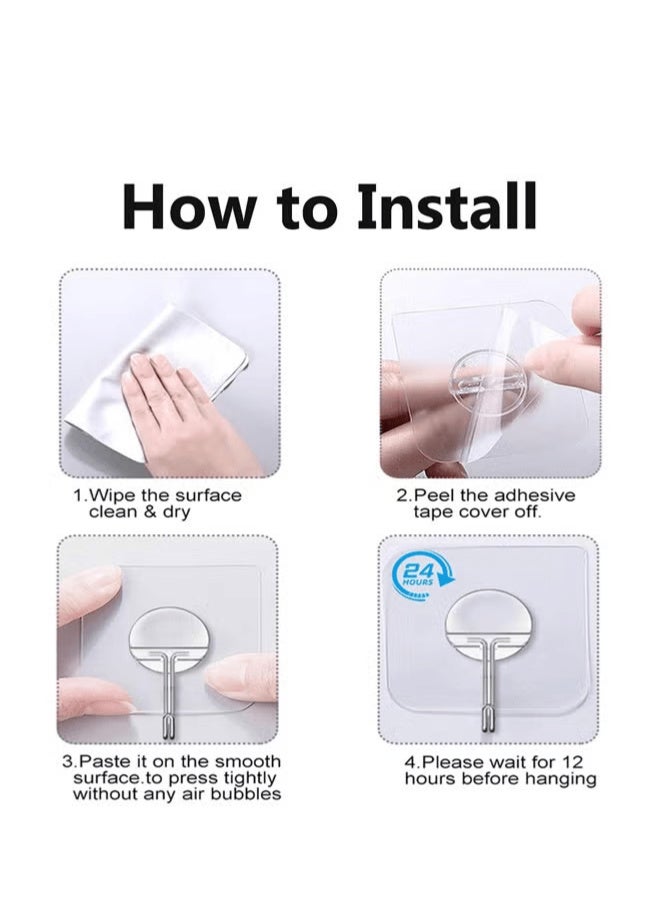 مجموعة من 10 قطع من خطافات الحائط اللاصقة الشفافة - Image 5