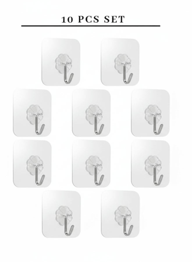 مجموعة من 10 قطع من خطافات الحائط اللاصقة الشفافة - Image 2