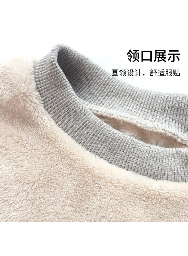 Dingguagua [double-sided Warm Fleece] Autumn Winter Kids Uni Thickened Fleece Homewear (ribbed) Khaki 130
