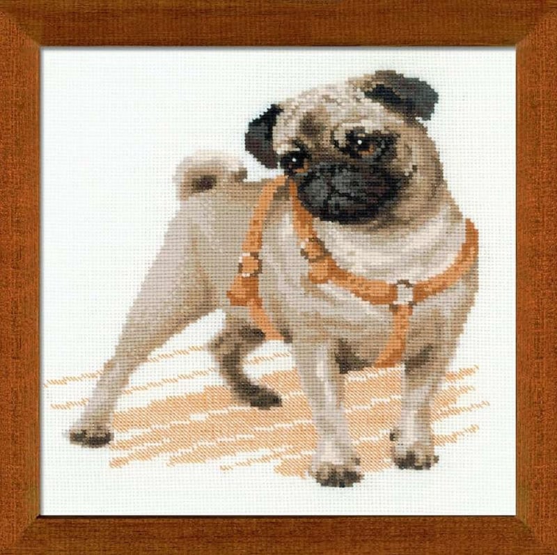 RIOLIS Pug Dog 1176 Dogs Cross Stitch Kits 984 x 984 Counted Cross Stitch Kits Counted Cross Stitch Kits for Beginners Advanced Cross Stitching Kits for Adults Dog Embroidery Kit
