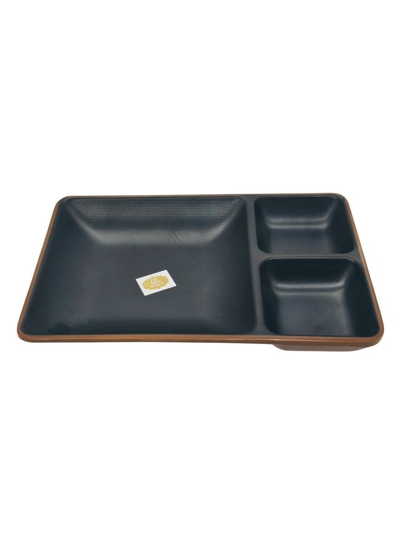 Harmony HARMONY Melamine 3-Section Plate 19cm*13cm*2.5cm, Brown/Black  - Image 3