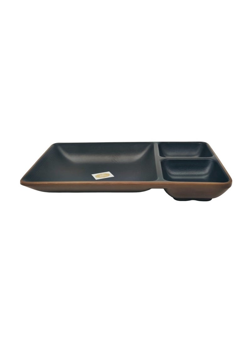 Harmony HARMONY Melamine 3-Section Plate 19cm*13cm*2.5cm, Brown/Black  - Image 1