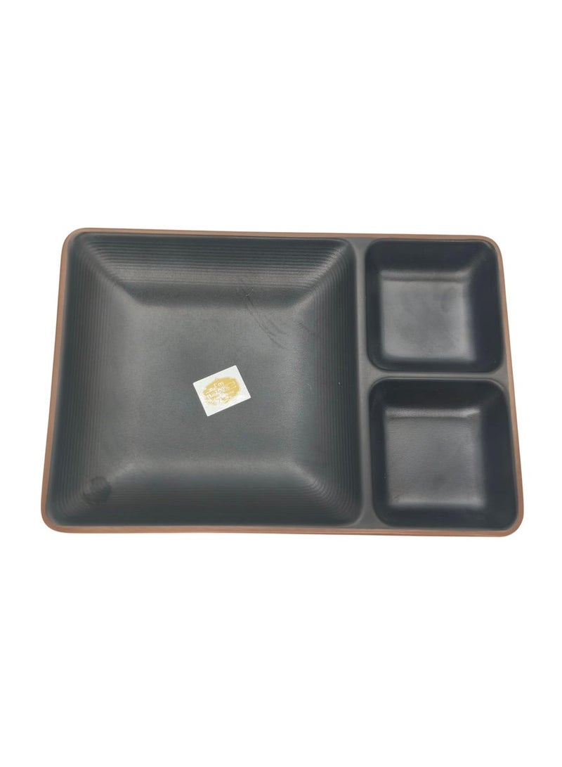 Harmony HARMONY Melamine 3-Section Plate 19cm*13cm*2.5cm, Brown/Black  - Image 2