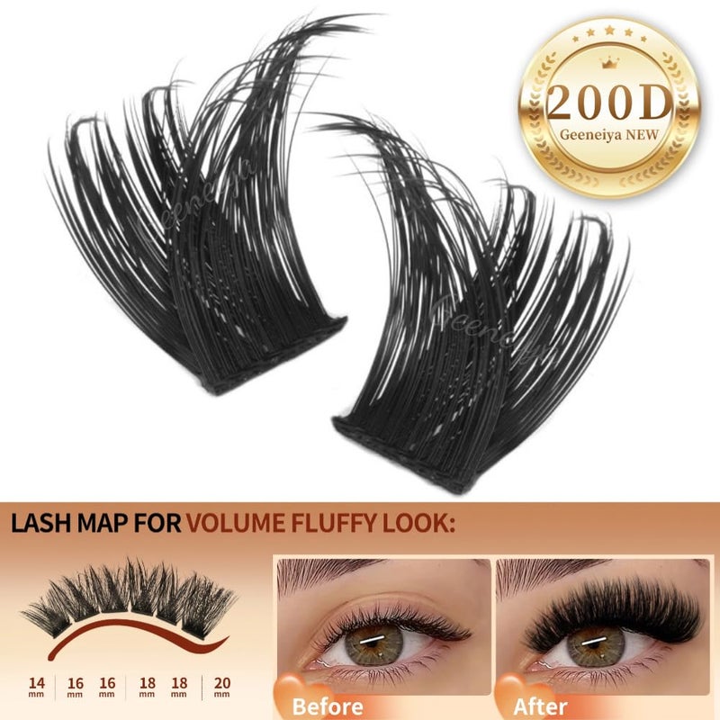 Geeneiya Lash Clusters 200D Full Eyelash Clusters 10-20mm Thick D Curvature Lash Extension Wispy Cluster Eyelash Extensions DIY Individual Eyelashes for Beginners - Image 2