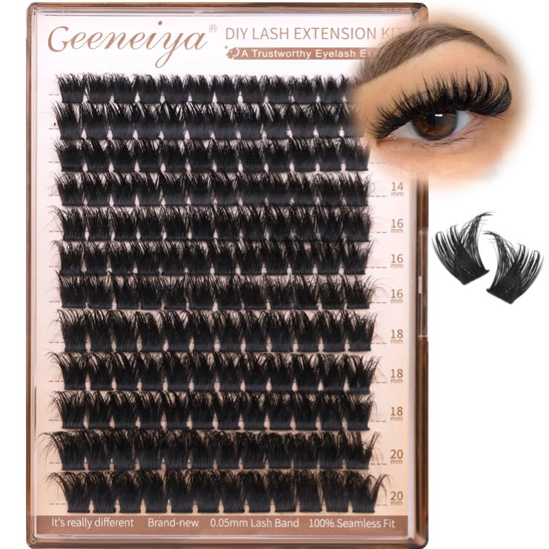 Geeneiya Lash Clusters 200D Full Eyelash Clusters 10-20mm Thick D Curvature Lash Extension Wispy Cluster Eyelash Extensions DIY Individual Eyelashes for Beginners - Image 1