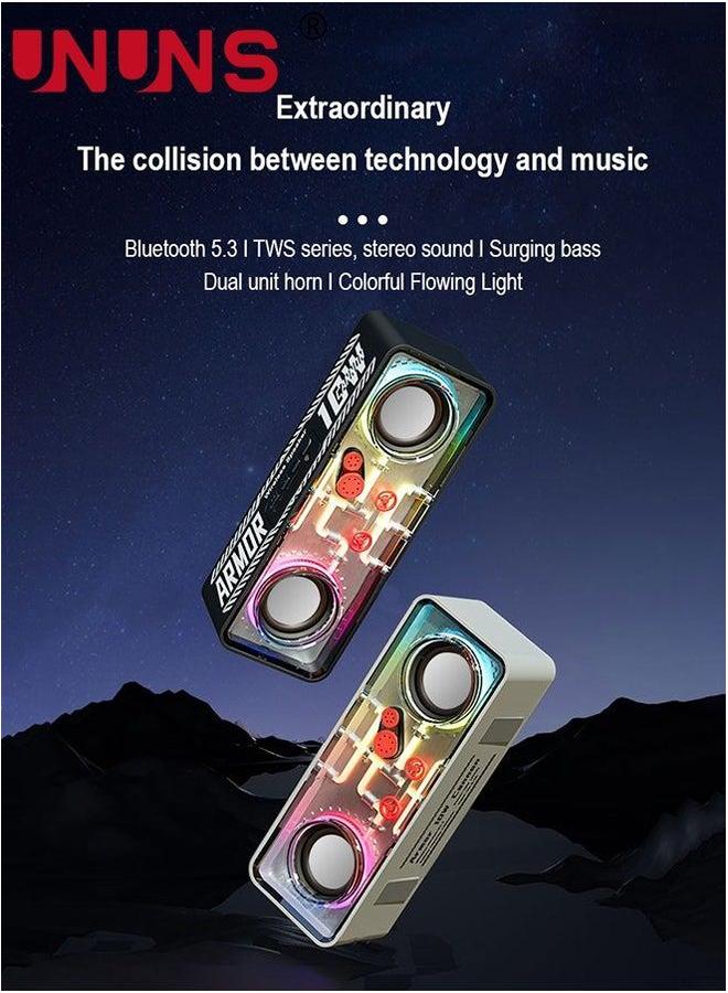 UNUNS Bluetooth Wireless Speaker,Dual Speaker Speaker,Portable Handheld Outdoor Can Be Used For Beach Party,Camping party,Friends Gathering,White - Image 2