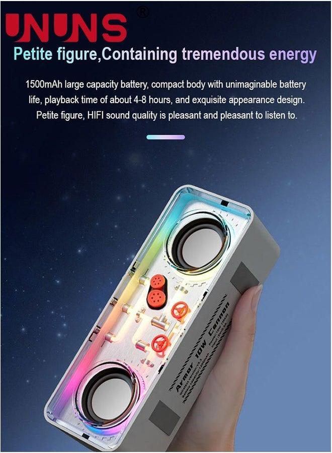 UNUNS Bluetooth Wireless Speaker,Dual Speaker Speaker,Portable Handheld Outdoor Can Be Used For Beach Party,Camping party,Friends Gathering,White - Image 5